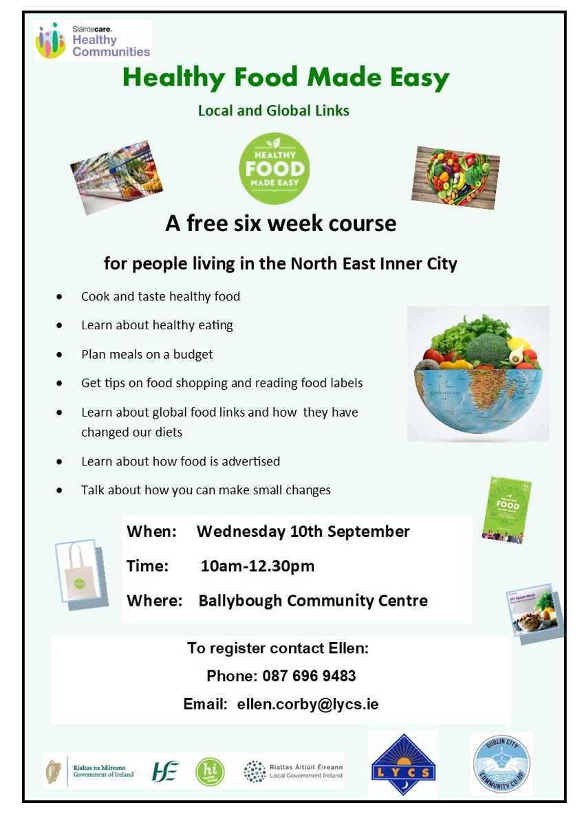 Lourdes Youth & Community Service (@lycsdublin) on Twitter photo Looking to eat healthier, save money, and get some new cooking skills? Join us for a free six-week "Healthy Food Made Easy" course, here in the North East Inner City! <a href="/dublincitycomm1/">dublincitycommunitycoop</a> <a href="/HSELive/">HSE Ireland</a> <a href="/Irish_Aid/">Irish Aid</a> #GCE #LYCS Looking to eat healthier, save money, and get some new cooking skills? Join us for a free six-week "Healthy Food Made Easy" course, here in the North East Inner City! <a href="/dublincitycomm1/">dublincitycommunitycoop</a> <a href="/HSELive/">HSE Ireland</a> <a href="/Irish_Aid/">Irish Aid</a> #GCE #LYCS