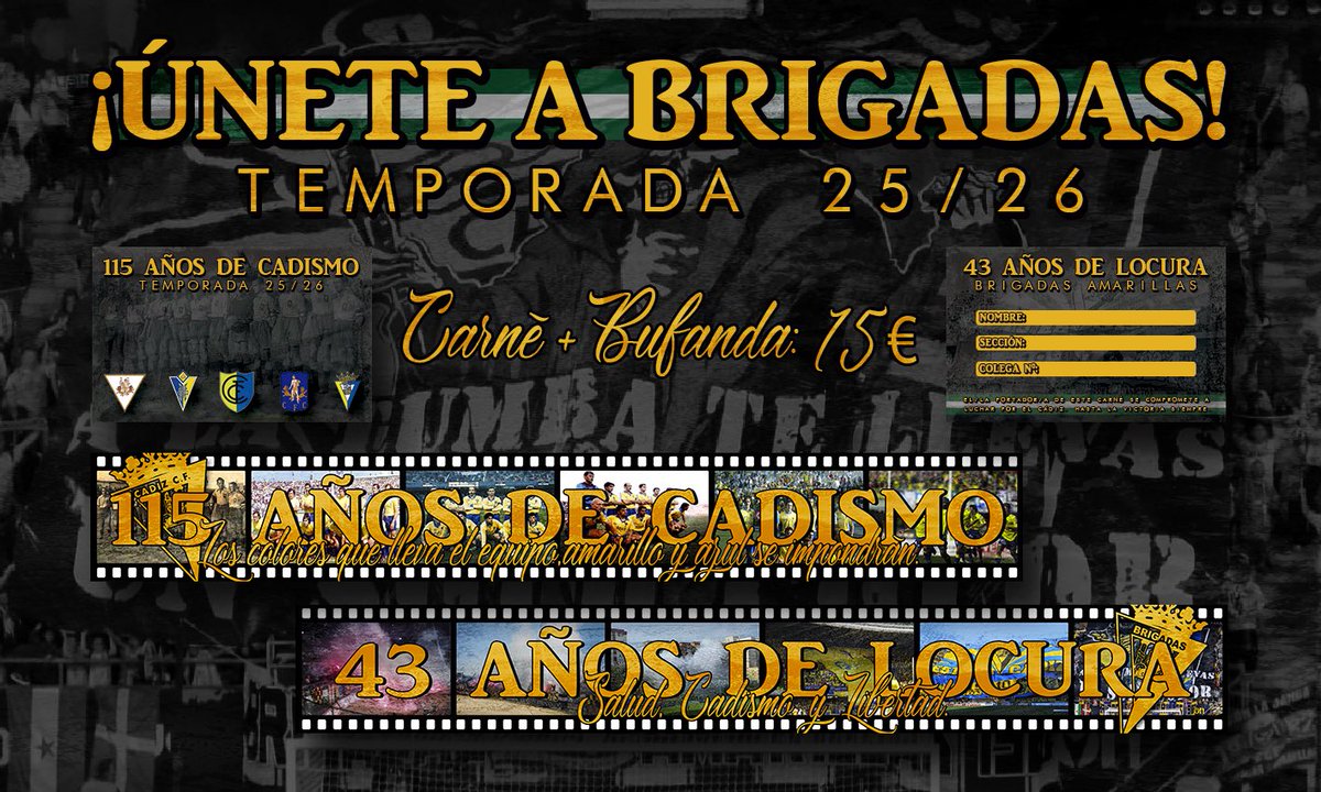 • 115 años de cadismo, 43 años de locura •
¡ÚNETE A BRIGADAS!