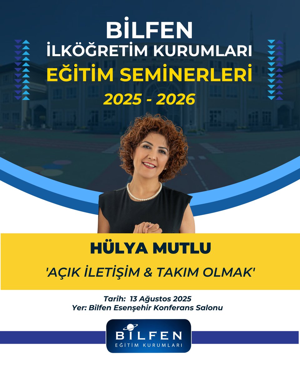Bilfen Okulları (@bilfen) on Twitter photo 📷 Yeni eğitim yılına ilham dolu bir başlangıç!
📷 Hülya Mutlu, “Açık İletişim & Takım Olmak” sunumuyla 13 Ağustos’ta Bilfen Esenşehir’de!
<a href="/MutluHulya/">HülyaMutlu</a>
#bilfen 📷 Yeni eğitim yılına ilham dolu bir başlangıç!
📷 Hülya Mutlu, “Açık İletişim & Takım Olmak” sunumuyla 13 Ağustos’ta Bilfen Esenşehir’de!
<a href="/MutluHulya/">HülyaMutlu</a>
#bilfen