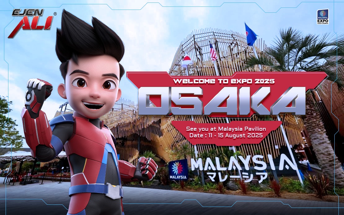 Mission : ようこそ ("Youkoso ") Expo 2025, Osaka, Japan!
Ejen Ali is proud to represent Malaysia during the Ministry of Digital Week with MDEC to showcase the best of digital creative content!

📍 Malaysia Pavilion, Expo 2025 Osaka
📆 11–15 August 2025