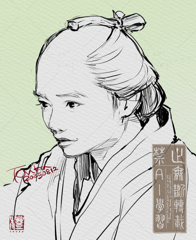 イラスト原画　高貴な香り　「素描」 空空 KUKUくうくう | 新しい「貴景勝」一旦完成 (о´ω`о
