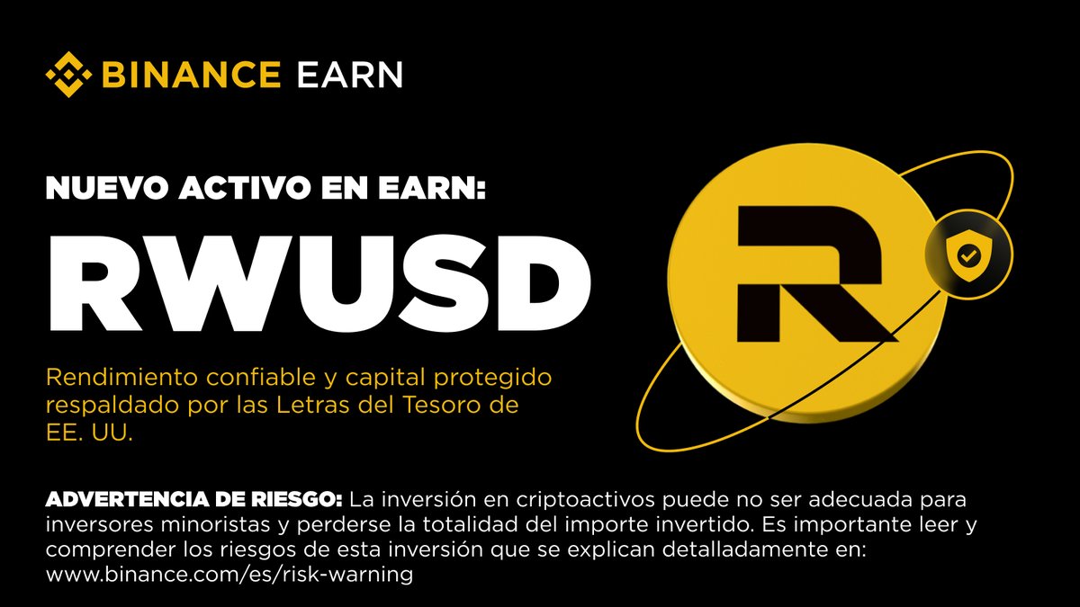 ¿Conoces el nuevo producto de #Binance Earn con capital protegido: #RWUSD ?

RWUSD busca comparar el rendimiento de los activos reales (RWA), como las letras del Tesoro estadounidense tokenizadas.

Suscríbete al producto con tus stablecoins y gana hasta un 4,2 % de rendimiento
