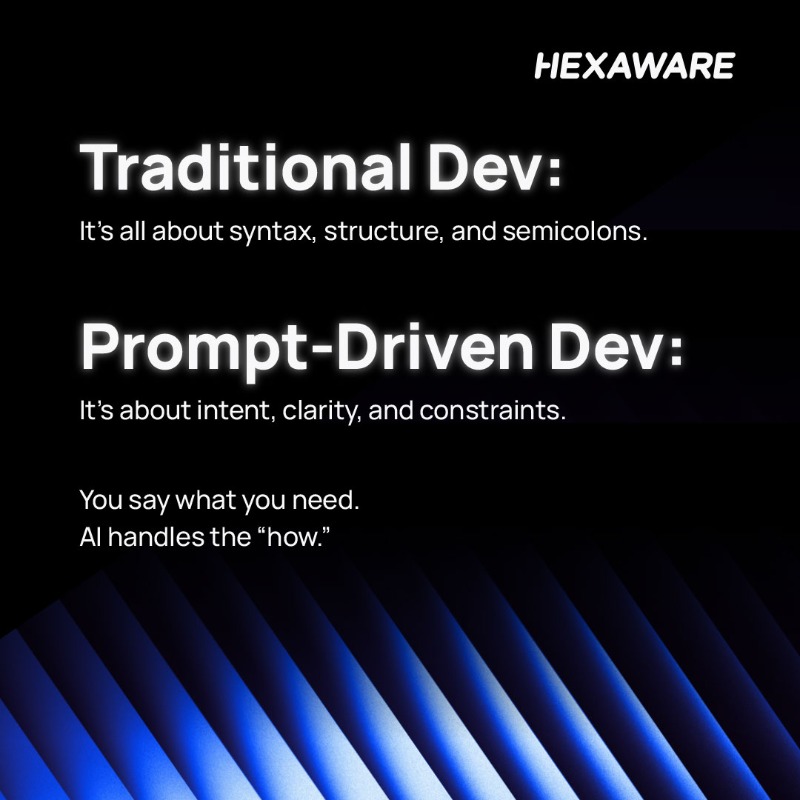 HexawareGlobal's tweet photo. Coding is changing. 
Less syntax. More intent. 

Prompts in. Code out. 
Built by anyone—with #AI in the loop. 

See how Prompt-Driven Development flips the script. https://t.co/DuzLii36ao

#vibecoding #lowcode #nocode #SDLC #promptops