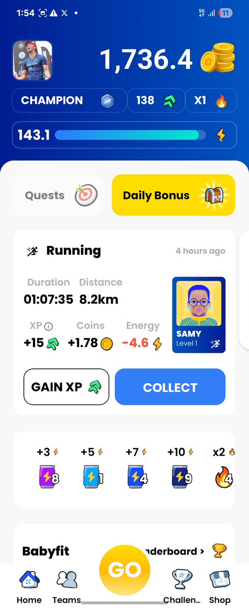 Went running this morning with my 4 years old nephew following me on his bike ☺️ 🙌

On the left is <a href="/DEFITofficial/">DEFIT</a> app today on the right tomorrow 💙

Can we call this a major upgrade?