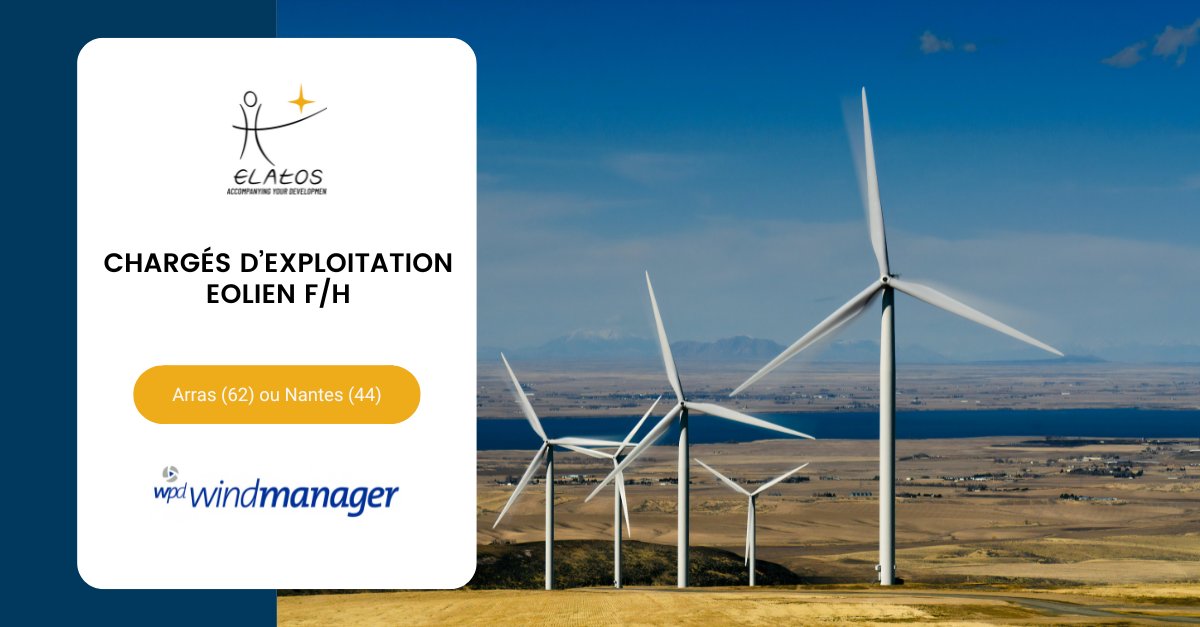 ⚡ Rejoignez un groupe solide et en pleine croissance, porté par une culture d’entreprise forte et engagé en faveur de l’environnement.

 #Recrutement Deux Chargés d’Exploitation Eolien f/h pour wpd windmanager à Arras (62) ou Nantes (44)

→ bit.ly/46YklyN

#emploi