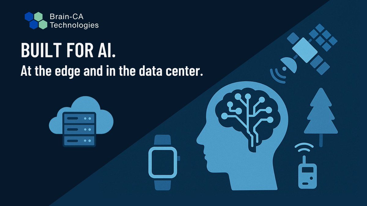 BrainCATech's tweet image. Most AI needs the cloud to think.
Brain-CA doesn’t.
It learns from experience—right where it is.
Phones, satellites, wearables, sensors.
No uplink. No lag. No training loop—just fast local learning.

⚡ AI where it counts—edge or cloud.
🔗 brain-ca.com/built-for-ai-f…
#EdgeAI #BrainCA