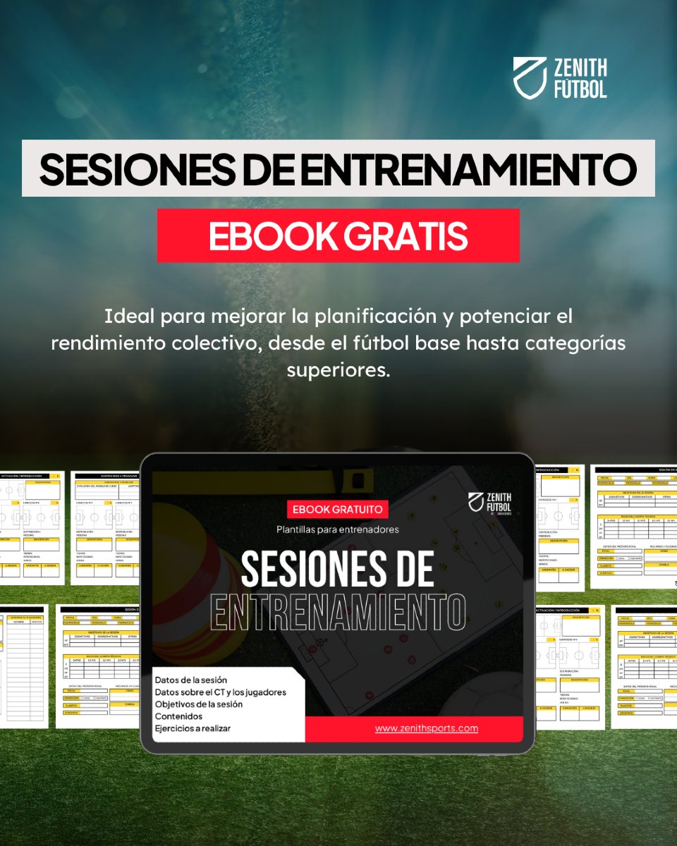 📢 EBOOK GRATIS – Sesiones de entrenamiento en fútbol 📢

Ejercicios y metodologías para adaptar tu trabajo a cualquier plantilla y sistema de juego.
Para conseguirlo:

✅Sigue a <a href="/zenith_futbol/">Zenith Fútbol</a> 
✅Menciona a 2 amigos
✅RT a esta publicación

#Fútbol #Táctica