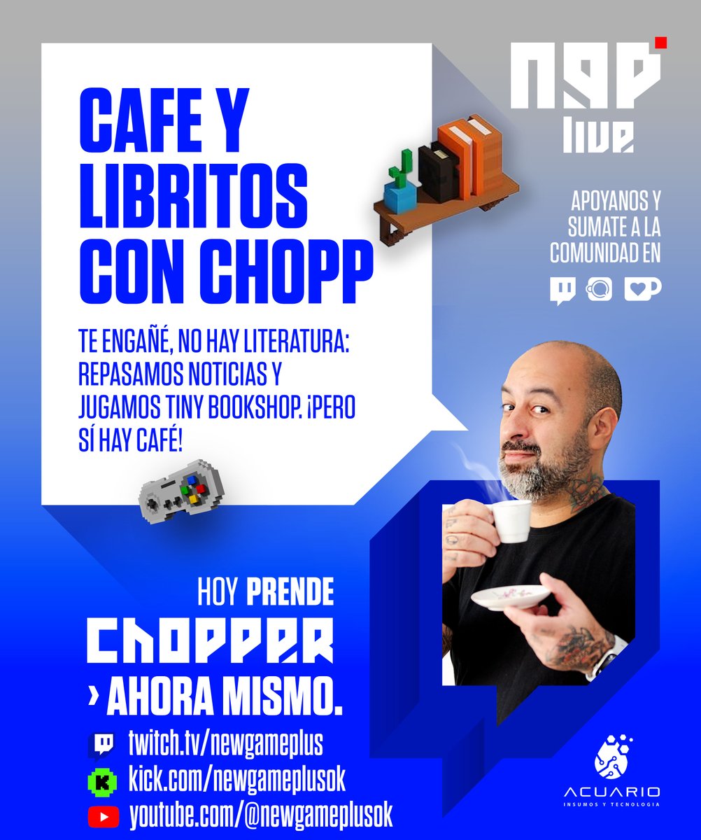 NewGamePlusOK's tweet photo. ¡Ya estamos en vivo!
Hoy tenemos noticias sobre #Remedy, #Xbox y #GamePass con comentarios de #TakeTwo. Además jugamos #TinyBookshop, tomamos #Cafe y más junto a @jerecurci ahora mismo en todos nuestros #canales #venite #hashtags #redessociales #khe https://t.co/KVPnRKCbWd