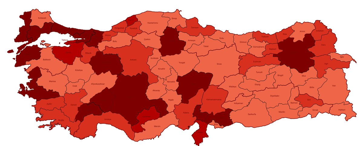 Zafer Parti Oy Dağılımı Isı Haritası 

Koyu - En Yüksek Oy Oranı 
Açık Renge Doğru Düşük oy oranına doğru