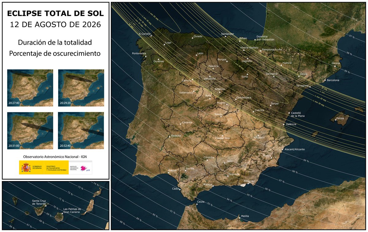 AstronomiaRivas's tweet photo. Justo dentro de un año podremos disfrutar de uno de los mayores espectáculos naturales que podemos ver, un eclipse total de sol.
Será al atardecer, cuando ya esté muy bajo el Sol, asique primero de todo hay que buscar un sitio adecuado para verlo. Con el oeste despejado. https://t.co/SeULtgyeij