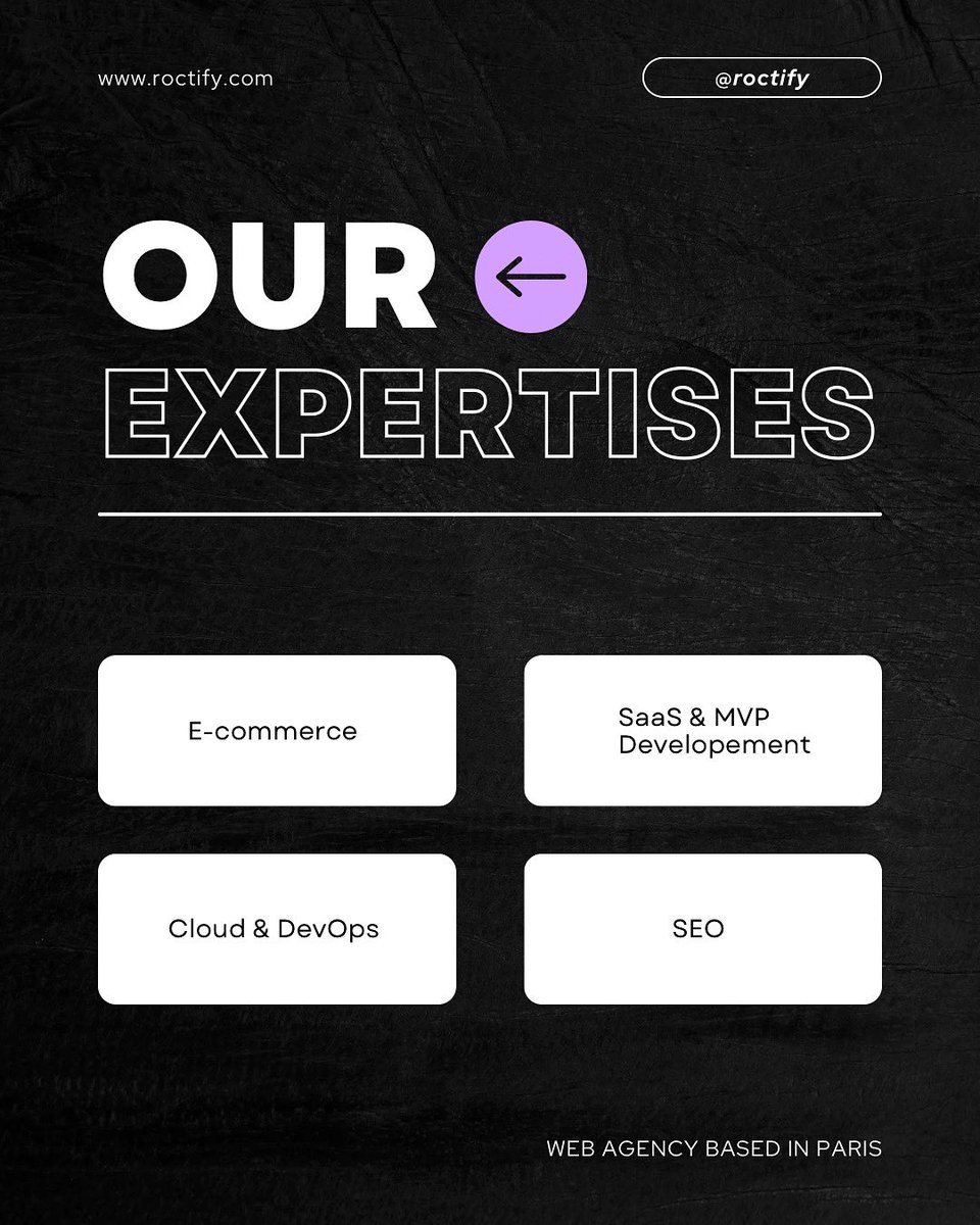 🚀 At Roctify, we turn ideas into results:
💻 E-commerce
⚡ SaaS &amp; MVP Development
☁️ Cloud &amp; DevOps
📈 SEO

📍 Web Agency based in Paris
Let’s build something great together → roctify.com

#Roctify #WebAgency #Ecommerce #SaaS #DevOps #SEO #Paris