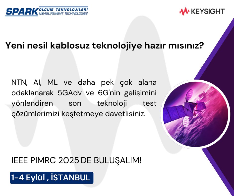 IEEE PIMRC 2025 yaklaşıyor! 
Sizi orada görmeyi ve birlikte bağlantının geleceğini keşfetmeyi dört gözle bekliyoruz!
Uzmanlarımızla tanışmak ve test çözümlerimizi öğrenmek için bizimle toplantı bir yapmak ister misiniz? 
lnkd.in/dVAWmtmf

#IEEEPIMRC2025 #PIMRC2025