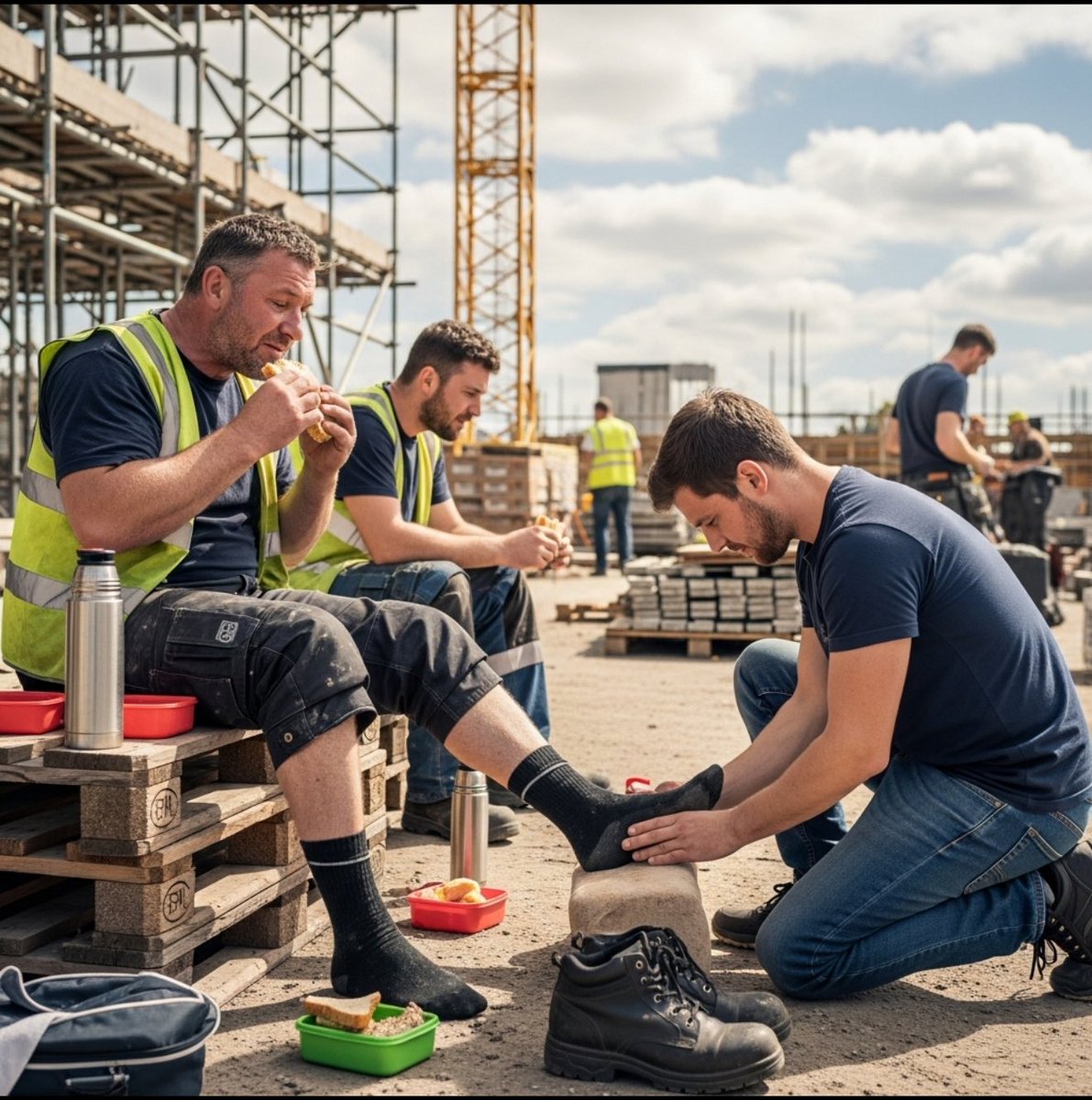 When the builders arrived, he promised he'd do ‘whatever they needed’

He just didn’t think 'whatever' meant foot rubs (and more) during their lunch break.

Pt: 2 - black socks 

Ai: fantasy