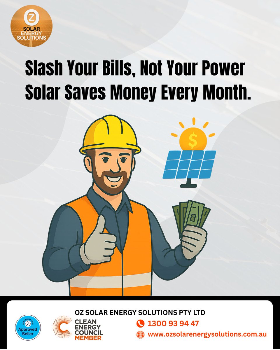 Say goodbye to shocking energy bills 💸
And say hello to long-term savings with solar power ☀️
Generate your own clean energy and watch your costs drop.
No more surprises — just steady, predictable energy expenses with OZ Solar.
Your savings start from day one!

For more