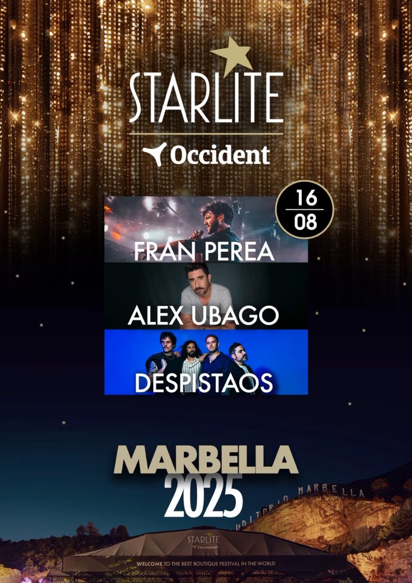 Marbella, ¡vamos para allá! 🔥🤘🏻 

📍16.08 / <a href="/StarliteFest/">Starlite Festival</a>  
🎟️ bit.ly/3Hn6ZSw 

#concierto #despistaos #franperea #alexubago