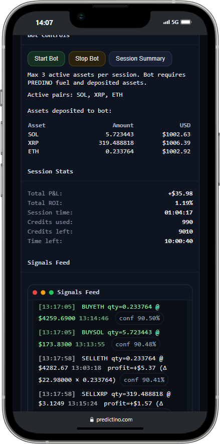 tokenpredictino's tweet photo. 💹 Predictino Live Trading Update 🚀

In just 1 hour, our AI trading bot turned a $3,000 total capital (SOL, XRP, ETH) into +$35.98 profit 📈
That’s a 1.19% ROI in only 64 minutes – all fully automated! 🤖💰
Pairs traded this session:

SOL: 5.723443 ($1002.63)

XRP: 319.488818 ($1006.39)

ETH: 0.233764 ($1002.92)

✅ Fully automated AI signals
✅ Real-time execution
✅ Consistent gains

📲 Start your own session today: https://t.co/OYWoq0Okt2

#crypto #cryptocurrency #bitcoin #btc #ethereum #eth #solana #sol #xrp #blockchain #trading #forex #cryptotrading #altcoins #binance #cryptoinvesting #nft #web3 #cryptomarket #cryptoworld #investment #cryptocommunity
