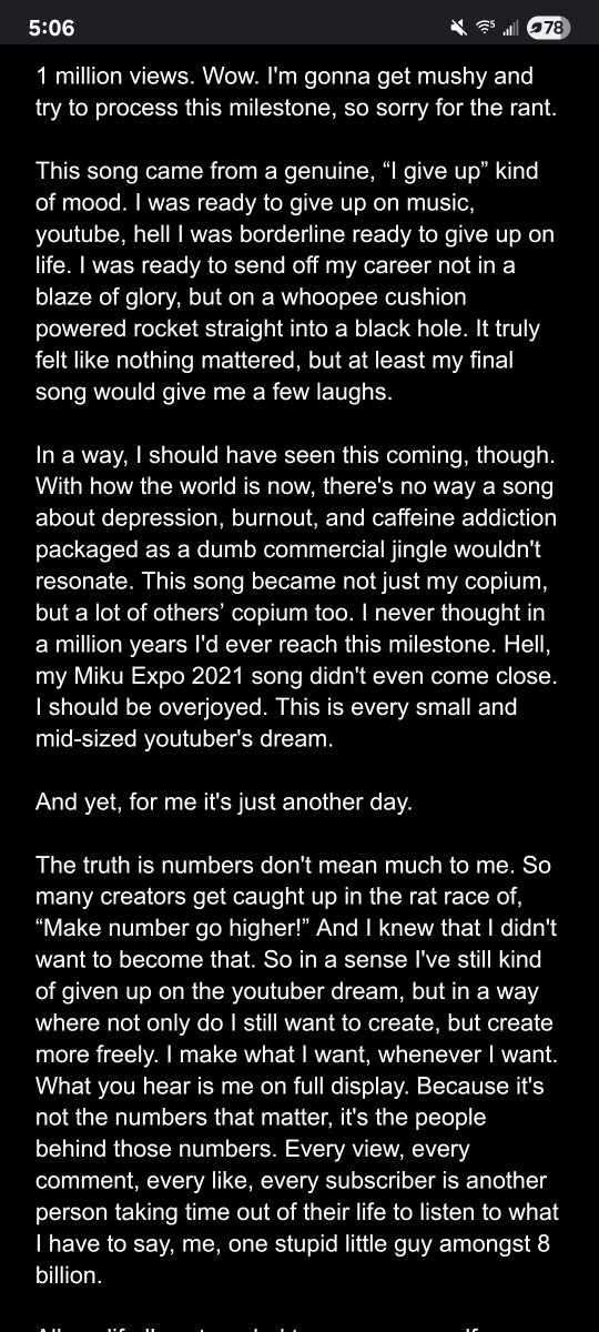 FlangerMoose's tweet photo. Thank you for 1 million views on "Brain Implosion Energy Drink"! There's a lot on my mind about it, so sorry for rambling https://t.co/7kM2SAKskb