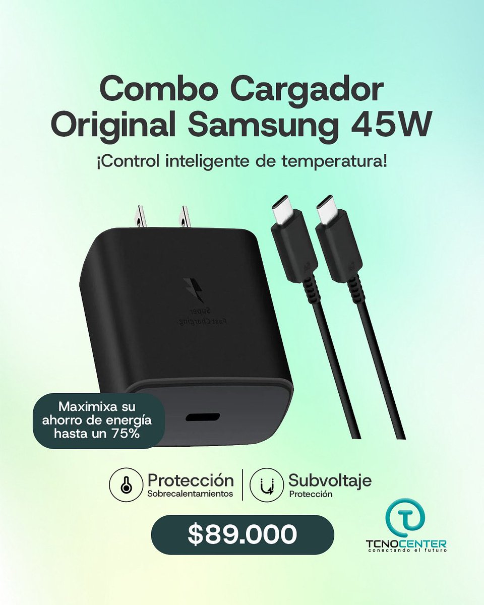 TcnocenterC's tweet image. ⚡ Carga a la velocidad que tu Samsung merece ⚡
Con el Combo Cargador Original Samsung 45W de Tcnocenter tendrás energía en minutos y la máxima protección para tu dispositivo.
💲 Solo $89.000
📦 ¡Listo para entrega inmediata!
Encuéntralo en #tcnocenter  y conéctate al futuro