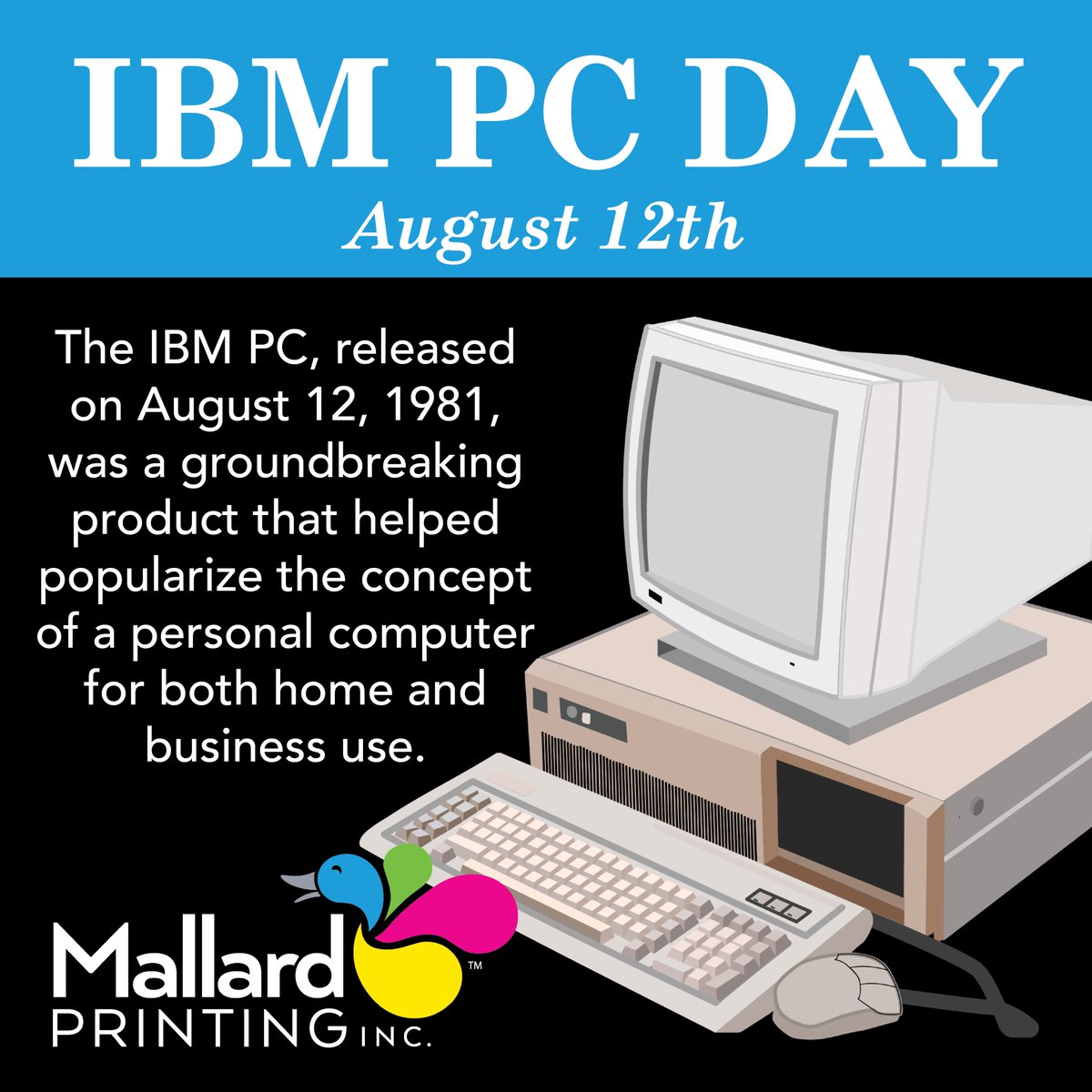 MallardPrinting's tweet photo. IBM PC, the classic that launched a million desktops 🖥️
#techhistory #1981pc #technostalgia #design #mallardprinting #personalcomputer https://t.co/6CMqkGLct6