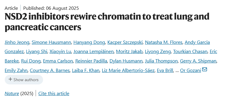 Pancreatic and lung cancer news

Scientists studied NSD2, an enzyme that changes the way DNA is packaged in cells by adding a chemical tag called H3K36me2. Many cancers, especially those driven by KRAS mutations, seem to rely on NSD2’s activity to grow.

They developed powerful,