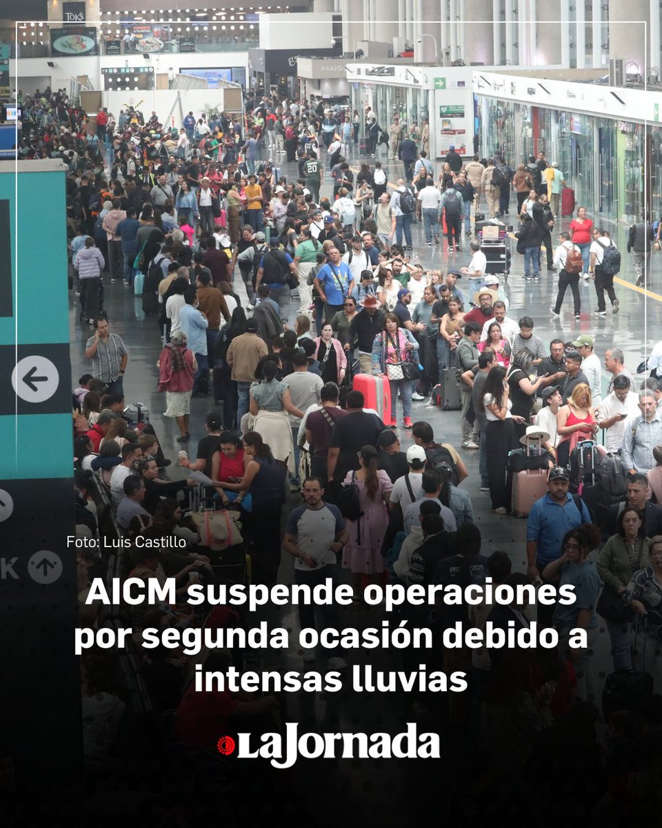 🚨 Lluvias cierran el <a href="/AICM_mx/">Aeropuerto Internacional Benito Juárez CDMX</a>  por segunda ocasión 🌧️✈️

El Aeropuerto Internacional de la CDMX suspendió operaciones de 2:13 a 6:00 h por fuertes lluvias, afectando 46 vuelos (17 demoras y 29 cancelaciones) de Aeroméxico, Connect y Volaris hacia destinos como Miami, Panamá,