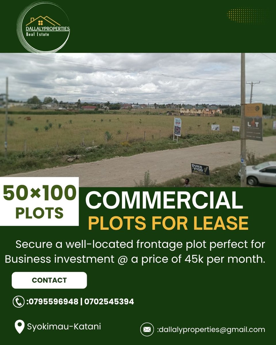 dallaly_95's tweet image. 🚨PLOTS FOR LEASE🚨
Expand your business with DallalyPropertiesLtd,,,by securing these Frontage Commercial Plots of 40 × 80 plots for business investment and a 2 Acre plot of land best for Energy hub/ Petrol station.
☎️Call or DM:0795596948 for more info/inquiry 
#propertyleasing