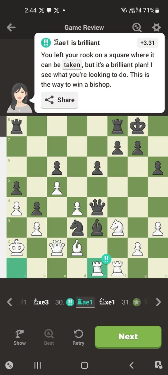 I_PARTHM's tweet photo. Sacrificed the rookkk !!
Had my first brilliant move ☺️
#chess #brilliant #gothamchess #rook https://t.co/yzKdlZpSMp