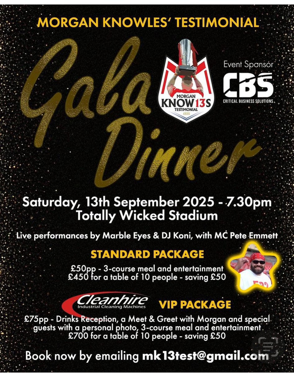 Sam_Knight18's tweet image. Gala dinner to end another fantastic testimonial year. It promises to be a great night and it would be lovely to celebrate with you all. Please come along if you can and spread the word  @MorgsKnowles