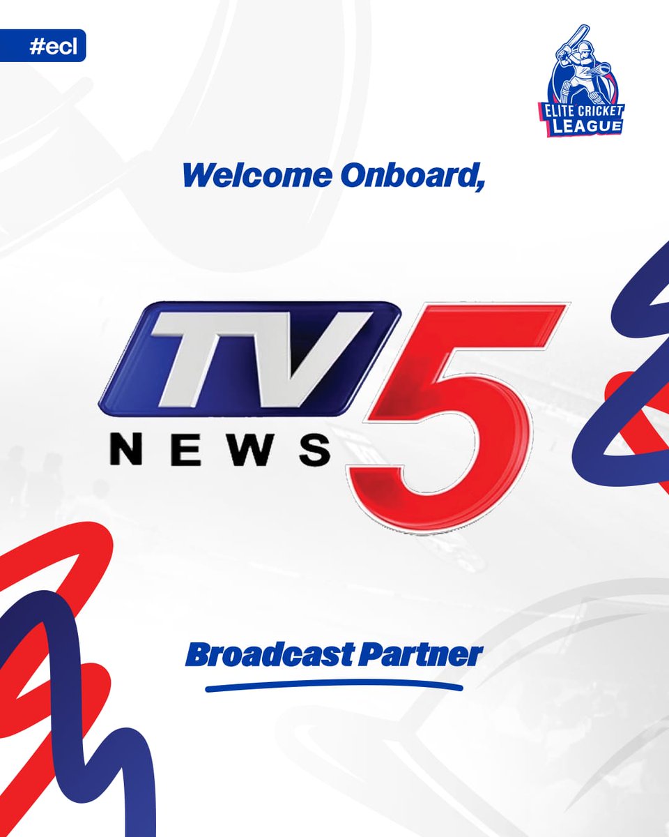 elitecrickett20's tweet photo. Welcome TV5 News — Our Broadcast Partner of The Elite Cricket League!
Live. Loud. Unmissable.
#EliteCricketLeague #ECL2025 #TV5News #BroadcastPartner #CricketFever #GameOn #PowerPlayMoments #CricketUnleashed #BoldAndLive #CricketEverywhere https://t.co/2YbJ7RR91s