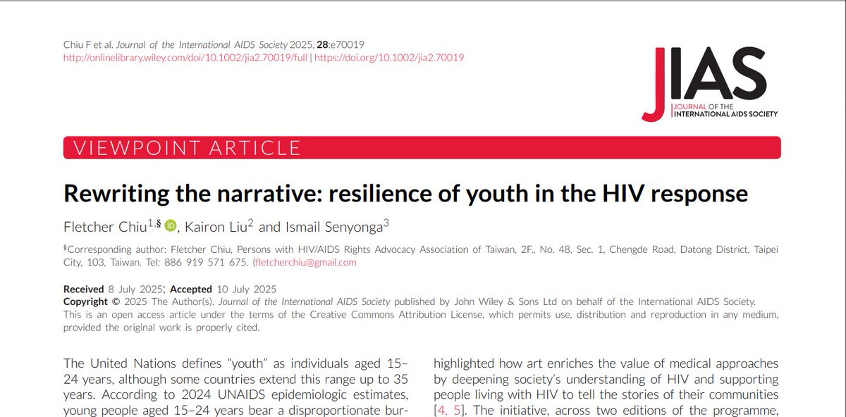 IAS - the International AIDS Society (@iasociety) on Twitter photo Adolescents & young adults bear a disproportionate share of new HIV acquisitions.
This #YouthDay, <a href="/jiasociety/">Journal of the IAS</a> highlights the urgency of youth-led action in a special viewpoint.
📢 Read it & join the call for greater youth leadership in the HIV response: onlinelibrary.wiley.com/doi/10.1002/ji… Adolescents & young adults bear a disproportionate share of new HIV acquisitions.
This #YouthDay, <a href="/jiasociety/">Journal of the IAS</a> highlights the urgency of youth-led action in a special viewpoint.
📢 Read it & join the call for greater youth leadership in the HIV response: onlinelibrary.wiley.com/doi/10.1002/ji…
