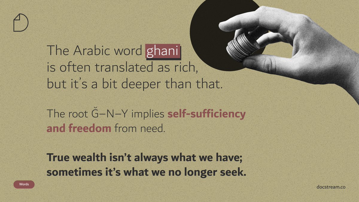 A reminder of the life philosophy hidden in words. #DocStreamWords #wealth #language #etymology