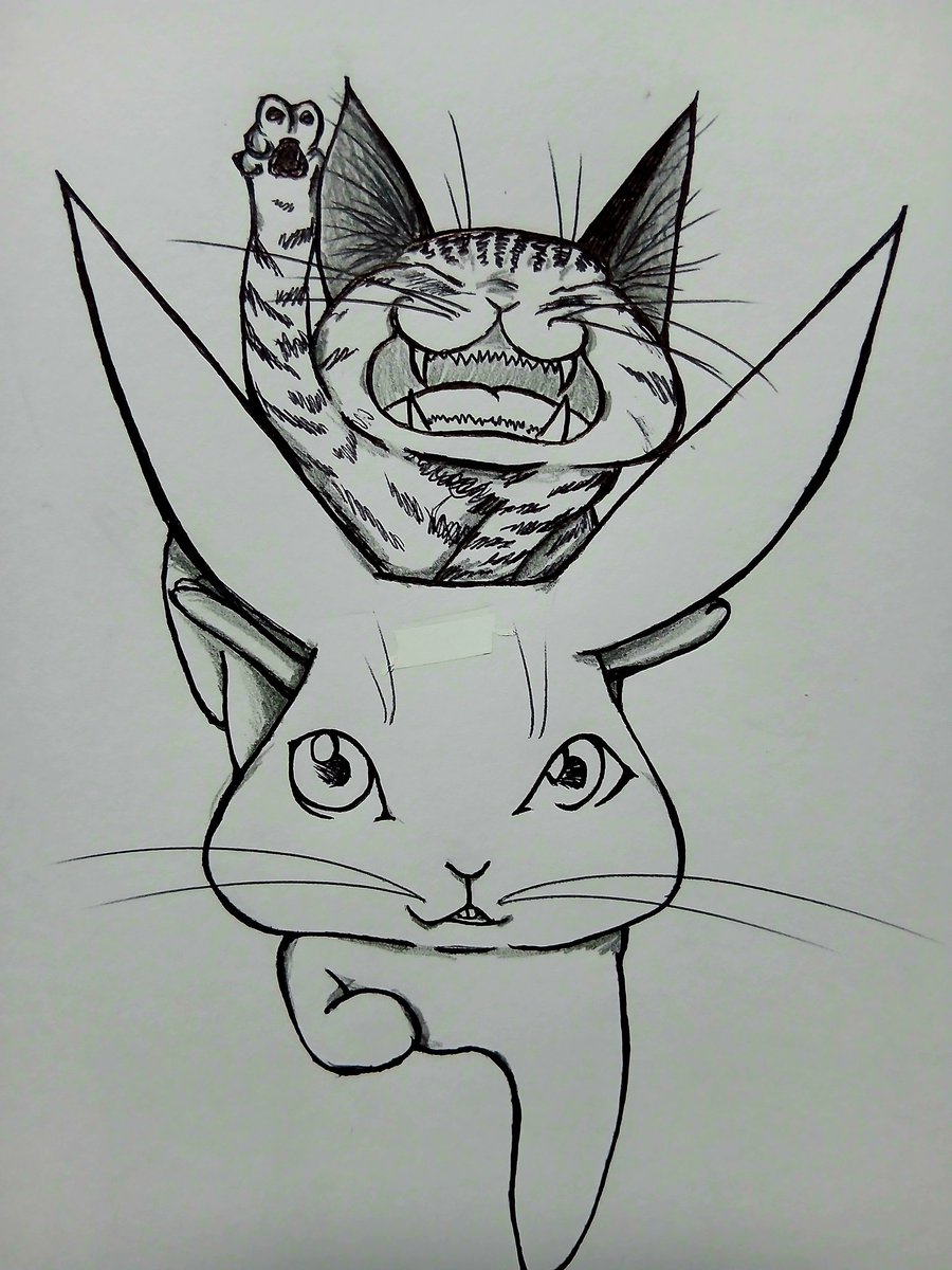 chacoco87's tweet photo. 帰ってるよ～✨

#cats
#Rabbit
#art
#おえかき https://t.co/2WCB0p7aAI