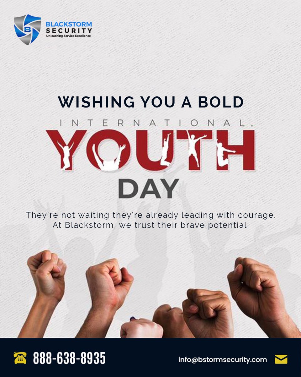Bstormsecurity's tweet image. They don’t need to wait for their turn; they’re already standing guard.
On International Youth Day, we’re not just celebrating the next generation, we’re trusting them, training them, and standing beside them.
#todaystalent #guardiansintraining #Blackstormsecurity
