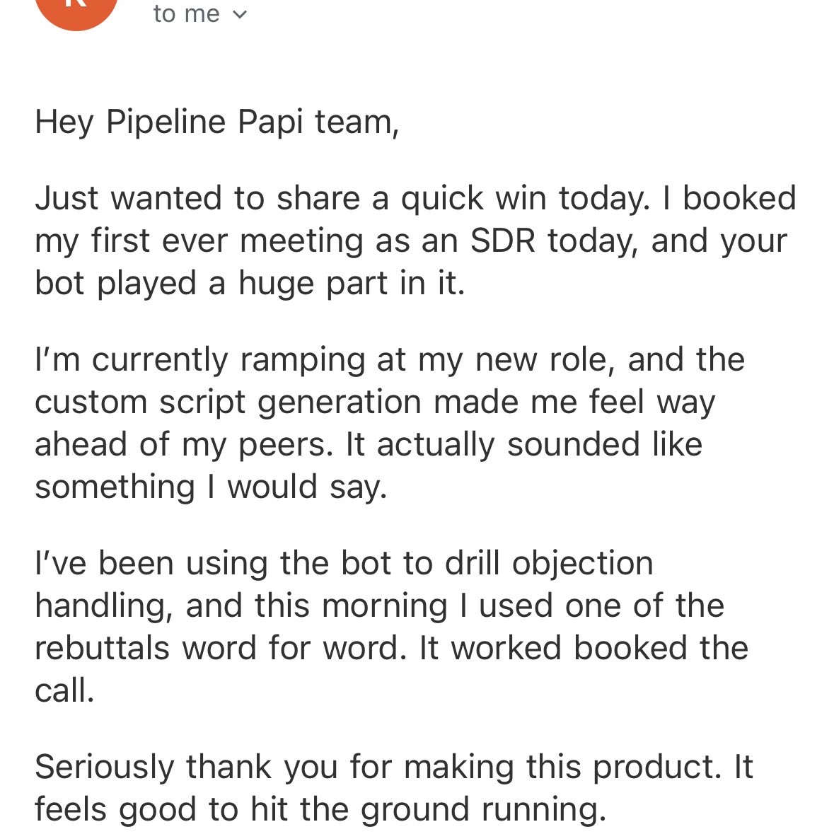 Pipeline_papi's tweet image. Pipeline Papi Bot just crossed 50 users!
Helping SDRs all over hit quota and make more $
Custom openers, objection handlers, email, and disco questions for EVERY prospect