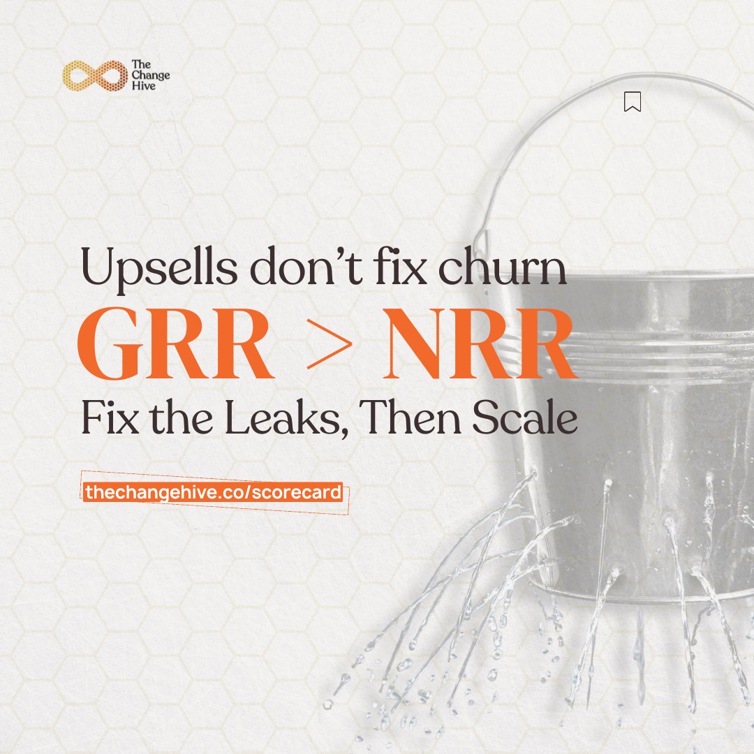 yemioluseun's tweet photo. Your 120% NRR means nothing if your GRR is 85%.  

Those big upsells are masking a churn problem.  

When expansion slows, growth crashes.  

Track both: 
• GRR = revenue kept 
• NRR = revenue grown. 

Upsells don't fix churn. GRR before NRR. https://t.co/rO94NJJ46H