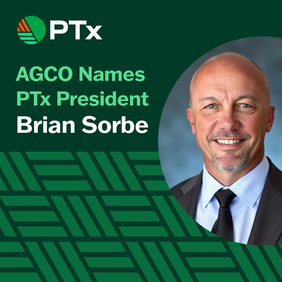 AGCO (@agcocorp) on Twitter photo We are excited to announcement the appointment of <a href="/BrianSorbe/">Brian Sorbe</a> as President of PTx to accelerate smart farming solutions. With nearly three decades of experience, Brian and the team will continue delivering precision ag solutions for all farmers! Read more: news.agcocorp.com/2025-08-12-AGC… We are excited to announcement the appointment of <a href="/BrianSorbe/">Brian Sorbe</a> as President of PTx to accelerate smart farming solutions. With nearly three decades of experience, Brian and the team will continue delivering precision ag solutions for all farmers! Read more: news.agcocorp.com/2025-08-12-AGC…