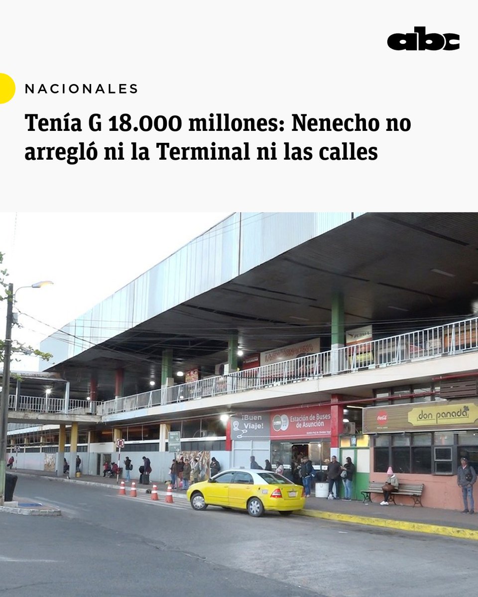 El intendente de Asunción, Óscar “Nenecho” Rodríguez, destinó G. 18.000 millones de bonos G7 (2021) a reparar la Terminal de Buses, pero luego cambió el uso a refacción de calles. 

Tres años después, denuncian que no se hizo ninguna de las dos obras y ambas siguen en estado