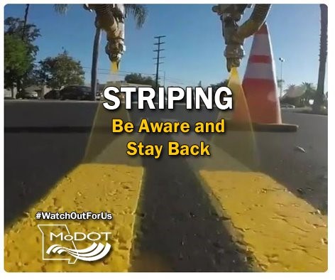 MoDOT crews will be striping along these routes today: 

Route 39 #CedarCo #DadeCo
Route 60 #WebsterCo 

Watch for slow moving equipment and give the crews plenty of room. #MoDOTSW