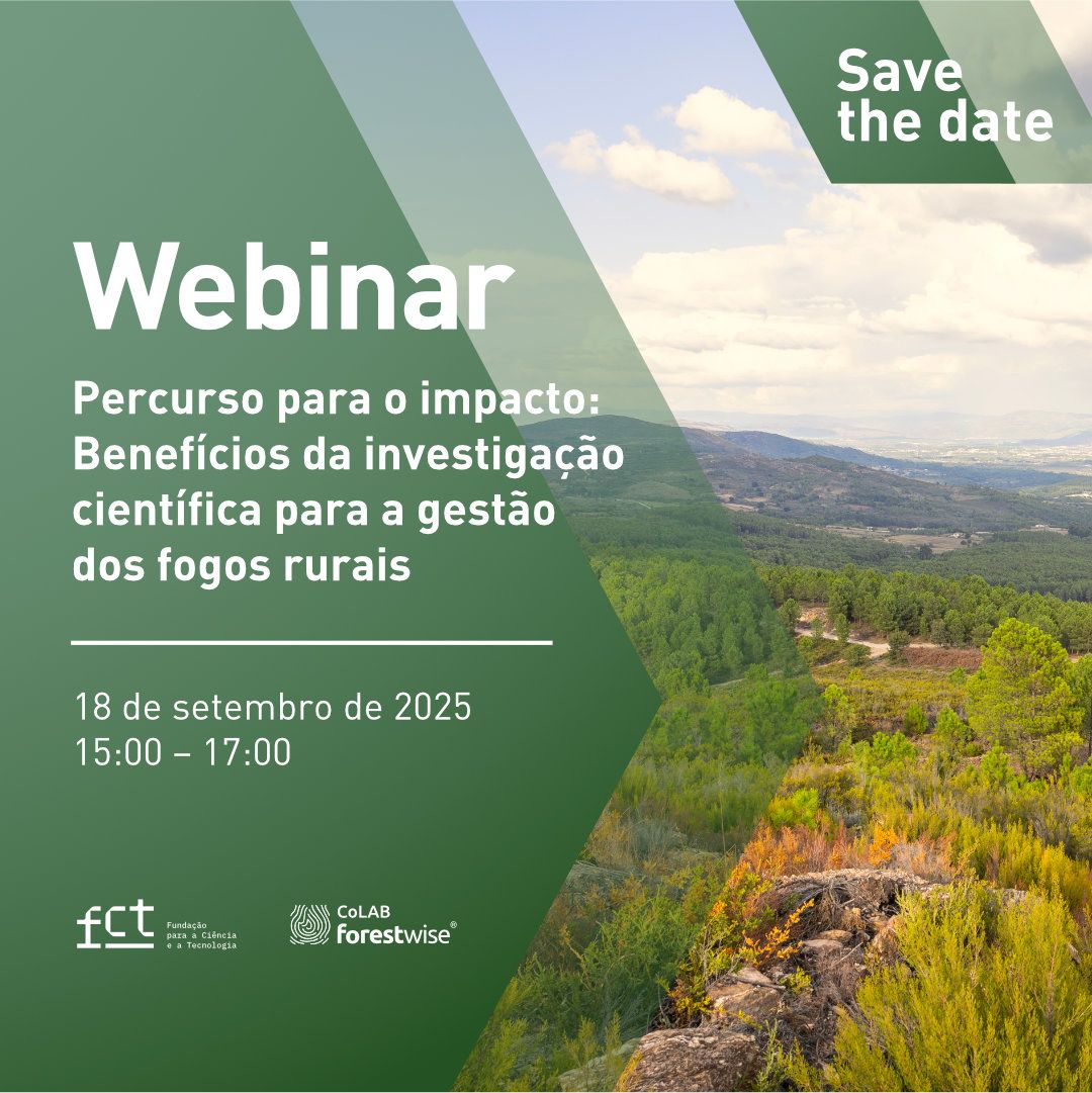 FCT - Fundação para a Ciência e a Tecnologia (@fct_pt) on Twitter photo O webinar "Percurso para o Impacto: Benefícios da Investigação Científica para a Gestão dos Fogos Rurais" é já dia 18 de setembro, organizado pela FCT em colaboração com o <a href="/colabforestwise/">CoLAB ForestWISE</a> .
Marque na agenda e inscreva-se gratuitamente:
videoconf-colibri.zoom.us/webinar/regist… O webinar "Percurso para o Impacto: Benefícios da Investigação Científica para a Gestão dos Fogos Rurais" é já dia 18 de setembro, organizado pela FCT em colaboração com o <a href="/colabforestwise/">CoLAB ForestWISE</a> .
Marque na agenda e inscreva-se gratuitamente:
videoconf-colibri.zoom.us/webinar/regist…