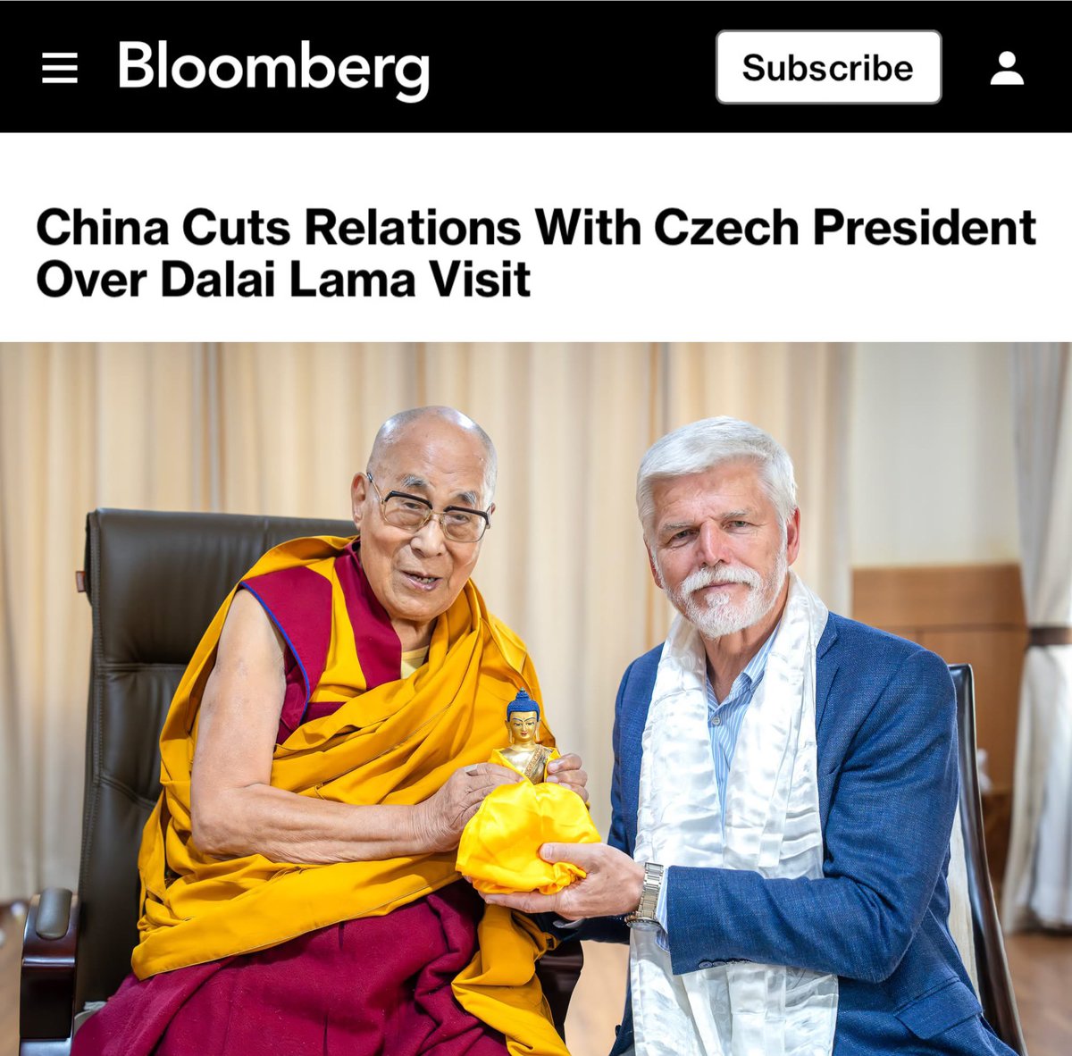 Byron_Wan's tweet image. Aug 12: China ceases &quot;all engagement&quot; with Czech President Petr  Pavel over his meeting with the Dalai Lama in Ladakh, India, on July 27.

bloomberg.com/news/articles/…