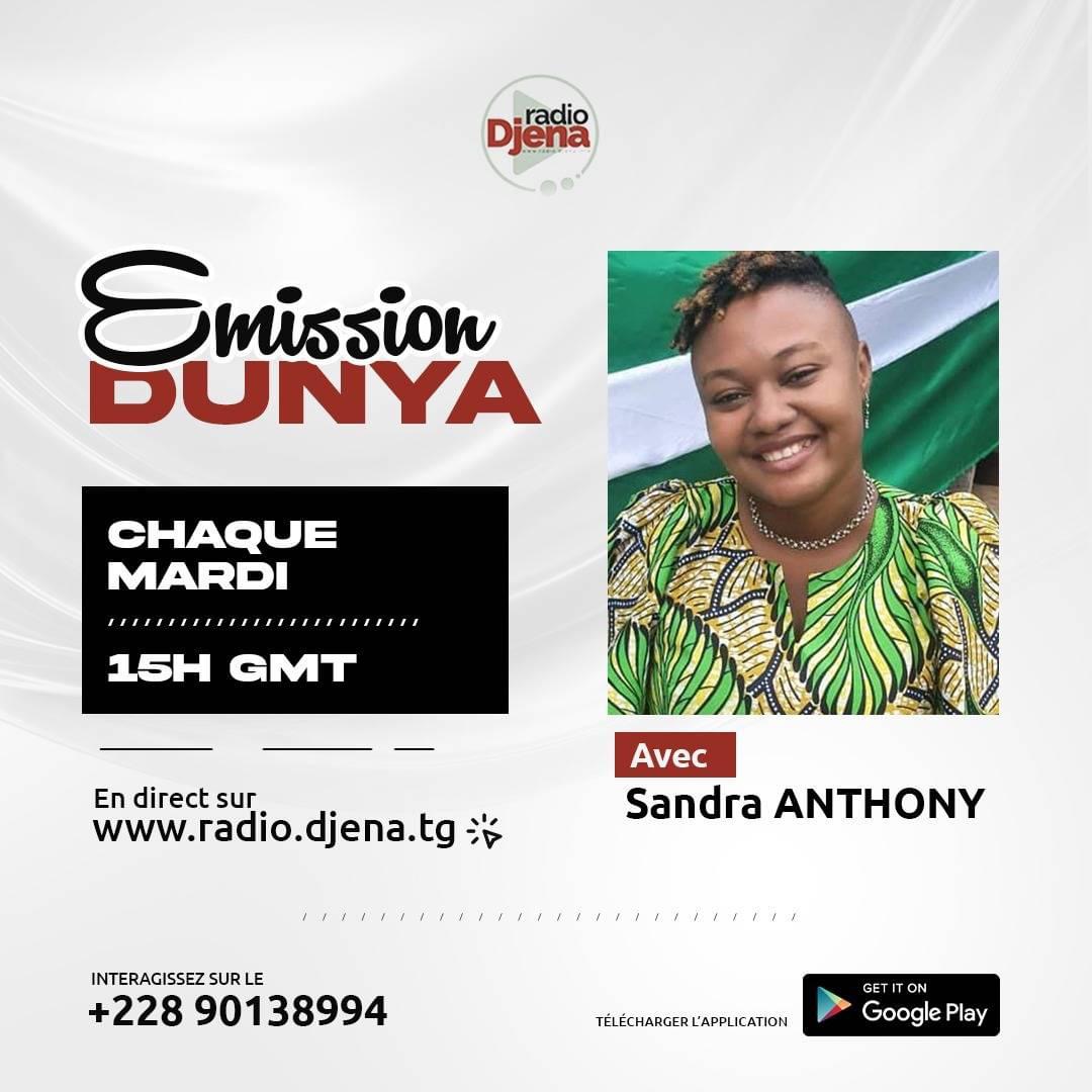 Aujourd’hui sur #RadioDjena :

14h 🔸 Plurielle : Fêtes traditionnelles au Togo, une énigme pour la jeunesse ?
15h 🔸 Dunya : Suspension de la tomate Tasty Tom sur le marché

Écoutez-nous en direct👇 radio.djena.tg 

#Togo <a href="/CommunicationTg/">Ministère de la Communication, Médias & Culture</a>
#RadioLive
#Tgtwittos