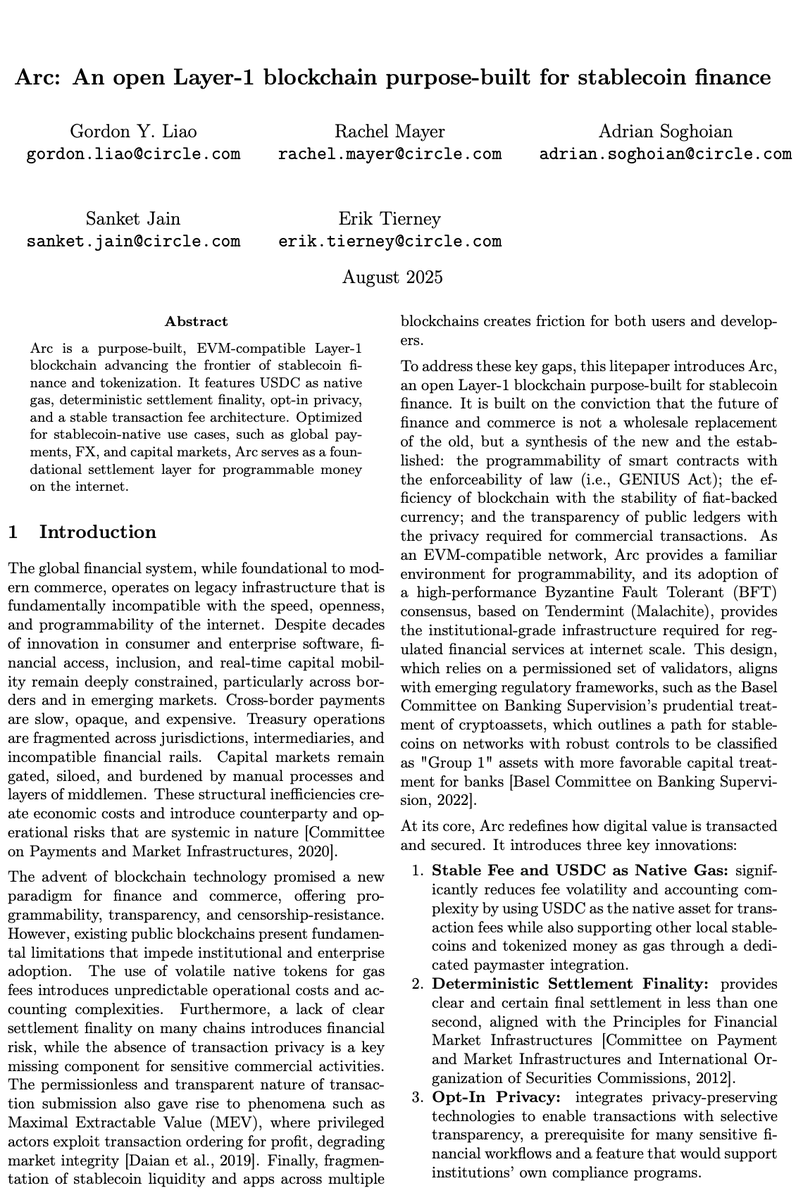Introducing Arc: an open L1 built for stablecoin finance.

“Arc is where the speed and openness of the internet meet the trust and reliability of regulated finance.”
