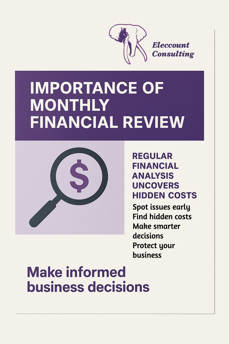 Monthly financial reviews reveal the story behind your numbers—spot issues, find hidden costs &amp; make smarter decisions. #FinancialAnalysis #Bookkeeping   #EleccountConsulting #Contractors