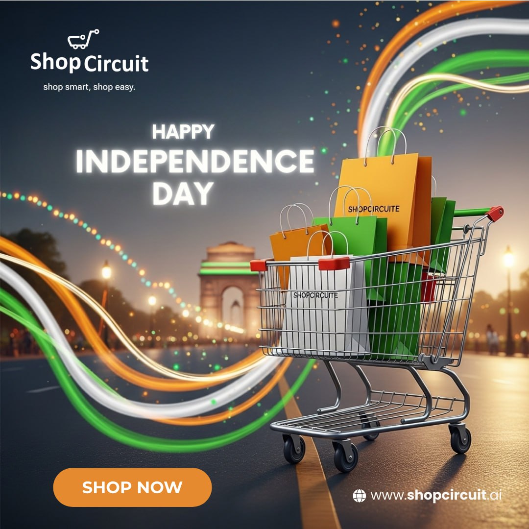 Shopcircuit_ai's tweet photo. Happy Independence Day

Celebrate freedom with great deals! 🛍️🇮🇳 

This Independence Day, shop smart, shop easy with ShopCircuit. #HappyIndependenceDay #ShopSmartShopEasy #ShopCircuit #FreedomToShop #ONDC https://t.co/AuQua91Sg1