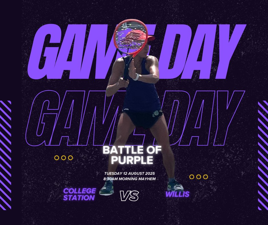 We’re back! Taking the pre school start jitters out with some tennis. 🎾 
BATTLE OF PURPLE 
CSHS V. WILLIS 
GO COUGARS! 💜