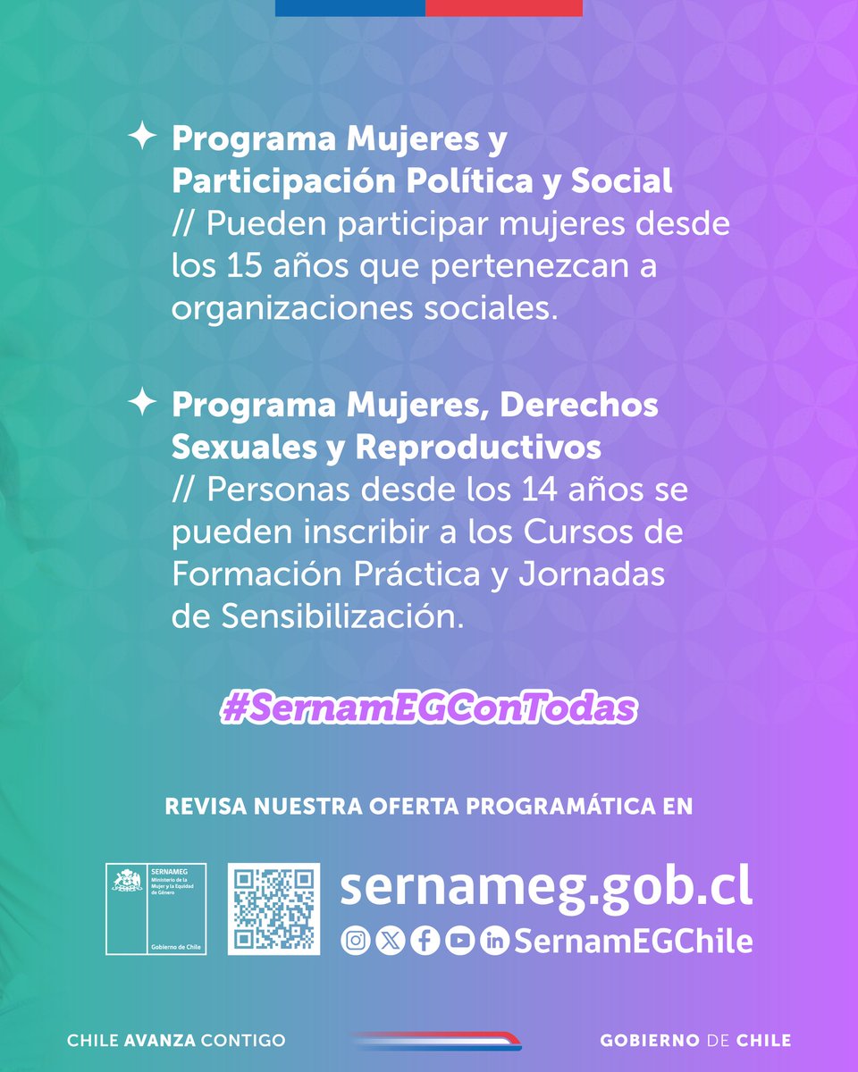 ✨ En #SernamEG promovemos el fortalecimiento de las autonomías y el ejercicio pleno de los derechos de las mujeres, y para esto incorporamos a mujeres y jóvenes de distintas edades en nuestros programas.
#SernamEGAvanzaConTodas #DíaDeLaJuventud #Magallanes