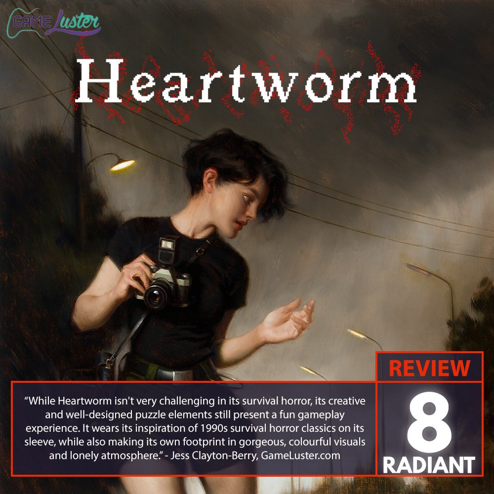 GameLuster (@gameluster) on Twitter photo Jess recommends survival horror game, Heartworm, by <a href="/adinolfi/">Vincent // HEARTWORM 📸 OUT JULY 31 📺</a> and <a href="/DreadXPGames/">DreadXP Games</a>.
Read the full review here: gameluster.com/heartworm-revi… Jess recommends survival horror game, Heartworm, by <a href="/adinolfi/">Vincent // HEARTWORM 📸 OUT JULY 31 📺</a> and <a href="/DreadXPGames/">DreadXP Games</a>.
Read the full review here: gameluster.com/heartworm-revi…