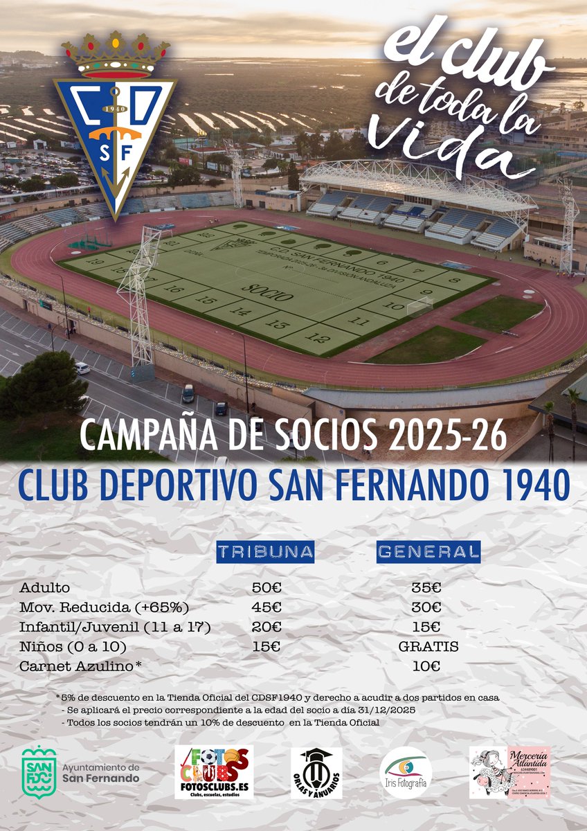🔛 ¡Arranca la campaña de socios del #CDSanFernando1940! 

🏟️ ¡Te esperamos en la Oficina de Atención al Aficionado hasta las 21:00 h!

📲 ¡𝑯𝒂𝒛𝒕𝒆 𝒔𝒐𝒄𝒊𝒐 𝒐𝒏𝒍𝒊𝒏𝒆 𝒂𝒒𝒖𝒊́! 👇

cdsanfernando1940.compralaentrada.com/abonos/nuevo