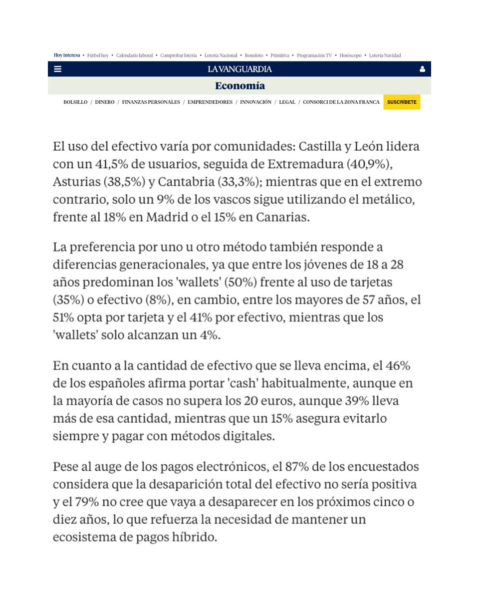 PaynoPain (@paynopain) on Twitter photo 🔍 Salimos a la calle a preguntar por la forma de pago más habitual: solo 2 de cada 10 españoles prefiere el efectivo como medio de pago en su día a día.
<a href="/LaVanguardia/">La Vanguardia</a> se hace eco de este estudio que pone en contexto la digitalización de los pagos 💸
👉 lavanguardia.com/economia/20250… 🔍 Salimos a la calle a preguntar por la forma de pago más habitual: solo 2 de cada 10 españoles prefiere el efectivo como medio de pago en su día a día.
<a href="/LaVanguardia/">La Vanguardia</a> se hace eco de este estudio que pone en contexto la digitalización de los pagos 💸
👉 lavanguardia.com/economia/20250…