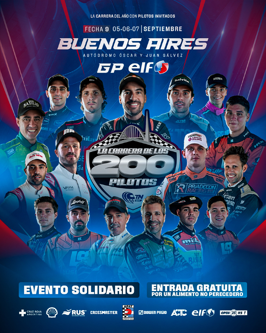 🥳 ¡El #TN200Pilotos vuelve a Buenos Aires! 🏁

🚨 Entrada general LIBRE Y GRATUITA ✅

🤝 Evento Solidario junto a <a href="/CruzRojaArg/">CruzRojaArgentina</a>: no te olvidés de traer un alimento no perecedero🥫

🗓 Los esperamos el 5, 6 y 7 de septiembre en el <a href="/AutodromoBA/">AutodromoBA Oficial</a> | Gran Premio Elf 🏆